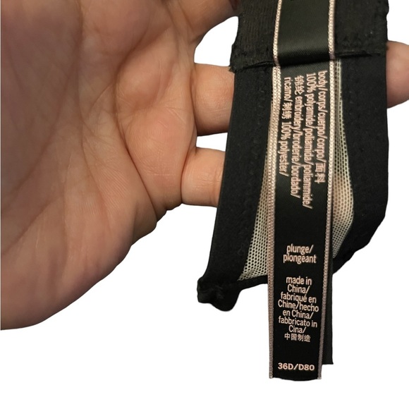 Black lace and rhinestone bra semi sheer lightly lined Victorias Secret - Picture 6 of 11